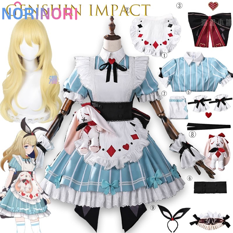 Party Games Alice In Wonderland - Costume de cosplay Alice Genshin Impact,